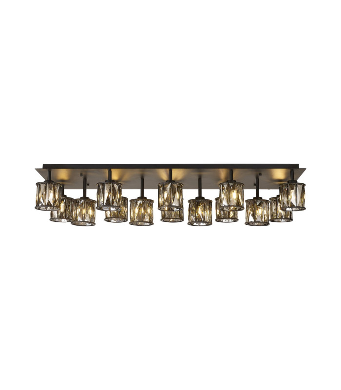 Keene Rectangle 14 Light G9 Flush Light Satin Black / Smoke Crystal Shade Item Weight: 18.1kg-1