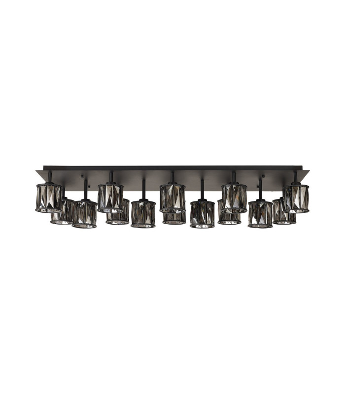 Keene Rectangle 14 Light G9 Flush Light Satin Black / Smoke Crystal Shade Item Weight: 18.1kg-4