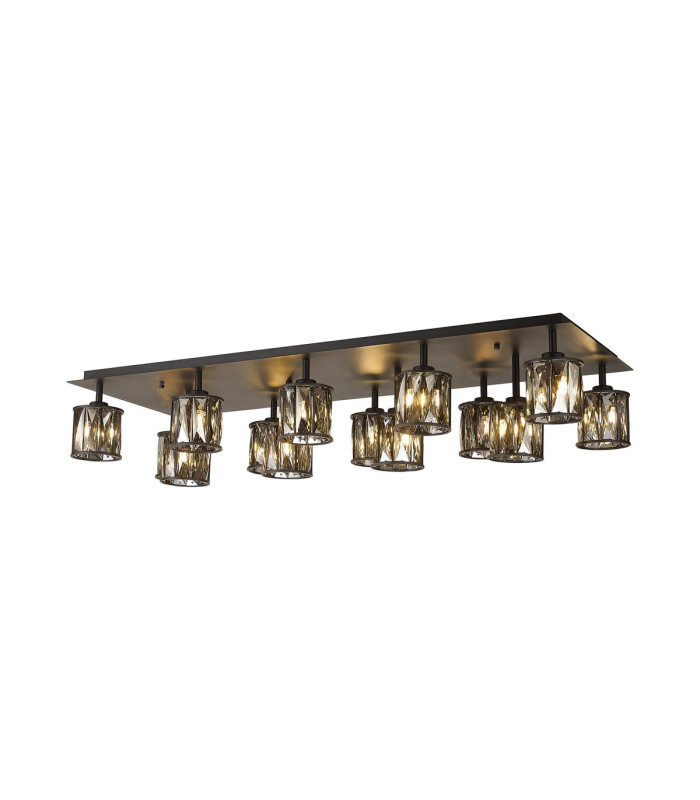 Keene Rectangle 14 Light G9 Flush Light Satin Black / Smoke Crystal Shade Item Weight: 18.1kg-5