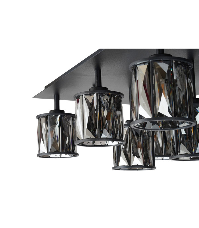 Keene Rectangle 14 Light G9 Flush Light Satin Black / Smoke Crystal Shade Item Weight: 18.1kg-6