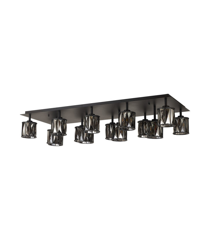 Keene Rectangle 14 Light G9 Flush Light Satin Black / Smoke Crystal Shade Item Weight: 18.1kg-8
