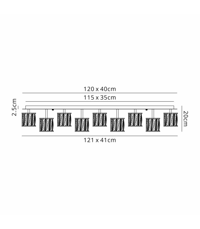 Keene Rectangle 14 Light G9 Flush Sand Black / Clear Crystal Shade Item Weight: 18.08kg-2