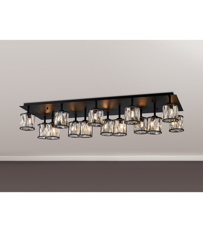 Keene Rectangle 14 Light G9 Flush Sand Black / Clear Crystal Shade Item Weight: 18.08kg-3