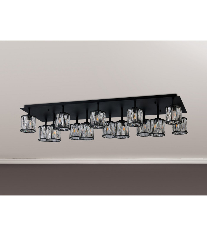 Keene Rectangle 14 Light G9 Flush Sand Black / Clear Crystal Shade Item Weight: 18.08kg-12
