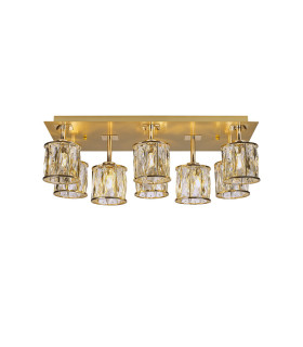 Keene Rectangle 8 Light G9 Flush Light French Gold / Clear Crystal Shade-1