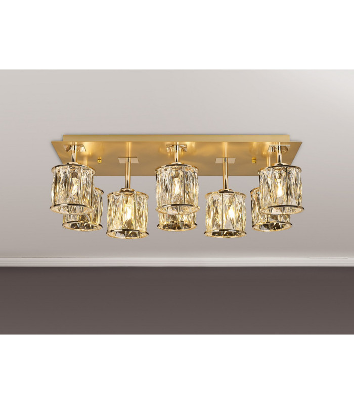 Keene Rectangle 8 Light G9 Flush Light French Gold / Clear Crystal Shade-3