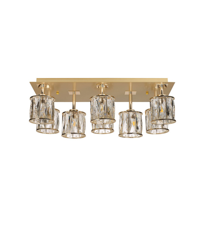 Keene Rectangle 8 Light G9 Flush Light French Gold / Clear Crystal Shade-4
