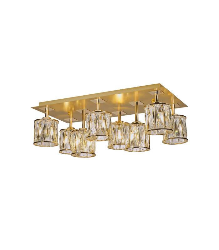Keene Rectangle 8 Light G9 Flush Light French Gold / Clear Crystal Shade-5