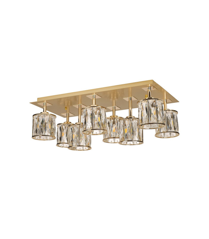 Keene Rectangle 8 Light G9 Flush Light French Gold / Clear Crystal Shade-7