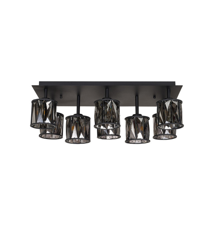 Keene Rectangle 8 Light G9 Flush Light Satin Black / Smoke Crystal Shade-4
