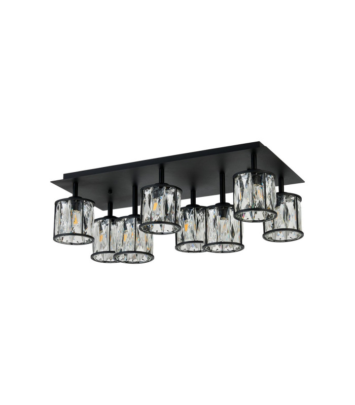 Keene Rectangle 8 Light G9 Flush Sand Black / Clear Crystal Shade-4