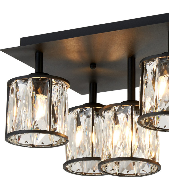 Keene Rectangle 8 Light G9 Flush Sand Black / Clear Crystal Shade-5