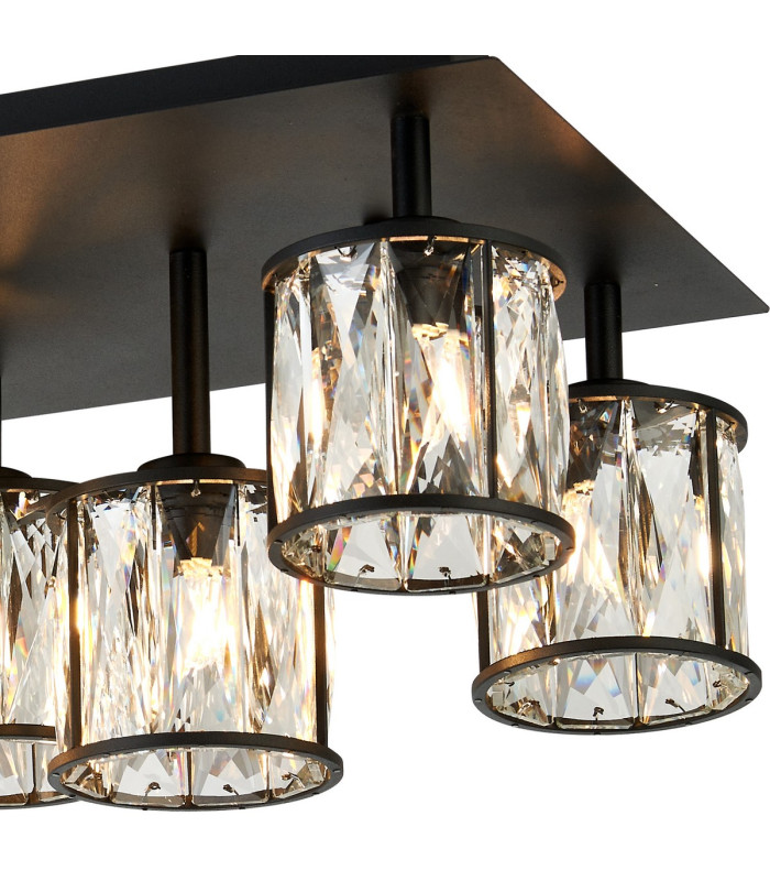 Keene Rectangle 8 Light G9 Flush Sand Black / Clear Crystal Shade-6