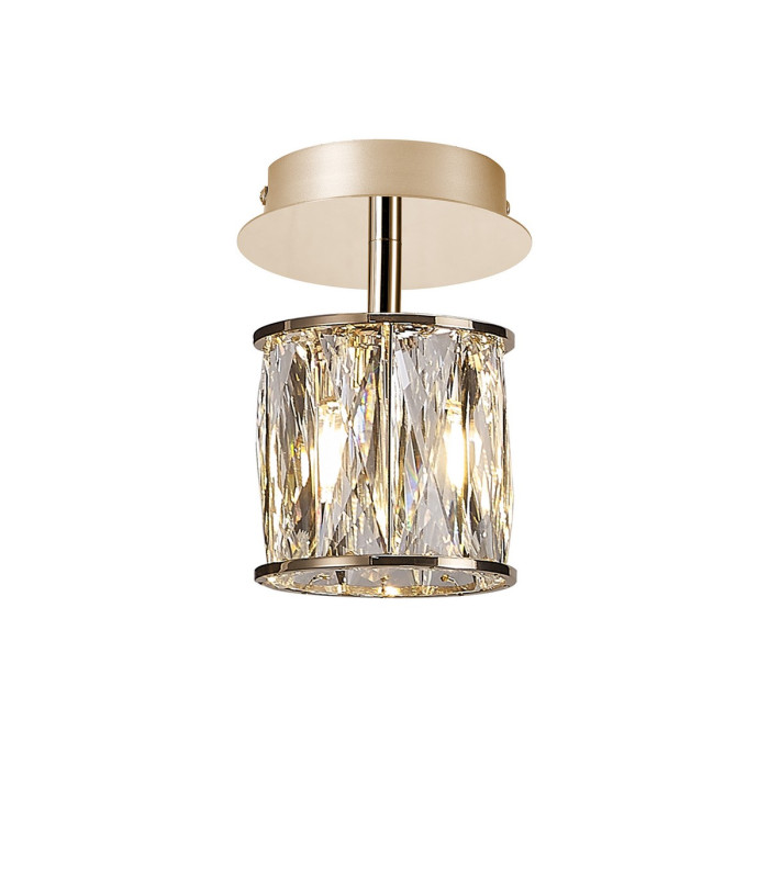 Keene 12cm 1 Light G9 Flush Light French Gold / Clear Crystal Shade-1
