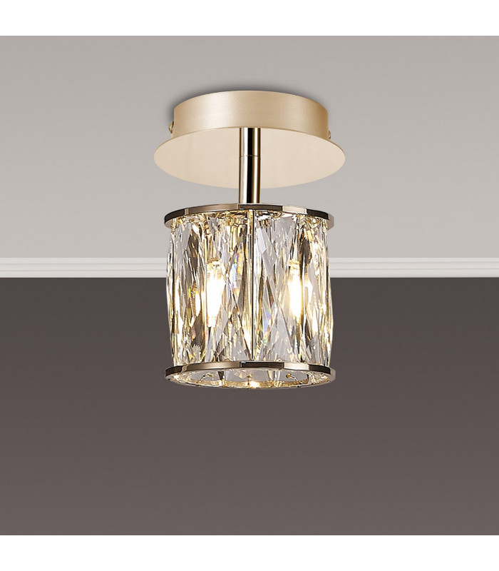 Keene 12cm 1 Light G9 Flush Light French Gold / Clear Crystal Shade-3