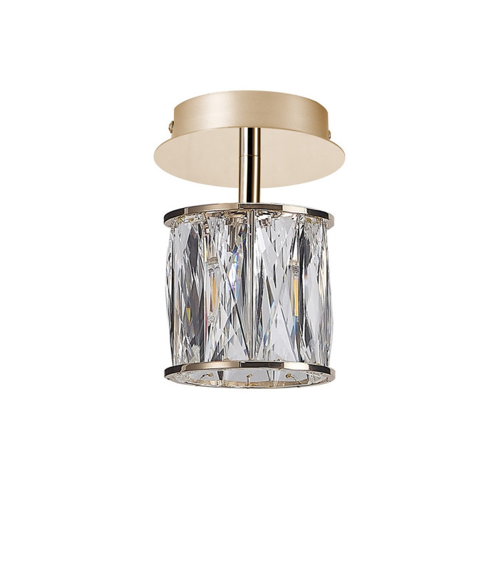 Keene 12cm 1 Light G9 Flush Light French Gold / Clear Crystal Shade-4