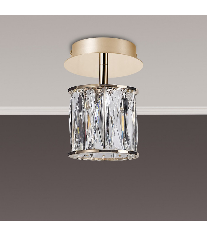 Keene 12cm 1 Light G9 Flush Light French Gold / Clear Crystal Shade-9