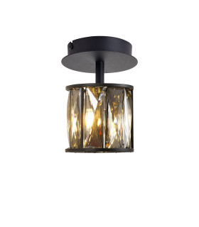 Keene 12cm 1 Light G9 Flush Light Satin Black / Smoke Crystal Shade-1