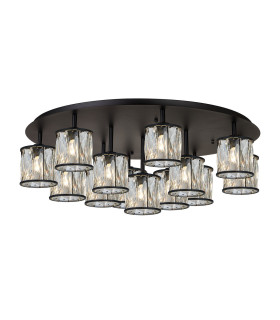 Keene 80.8cm Round 13 Light G9 Flush Sand Black / Clear Crystal Shade Item Weight: 18.26kg-1