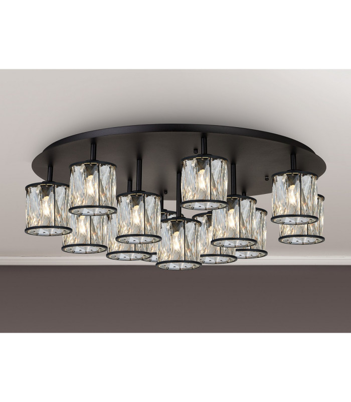 Keene 80.8cm Round 13 Light G9 Flush Sand Black / Clear Crystal Shade Item Weight: 18.26kg-3