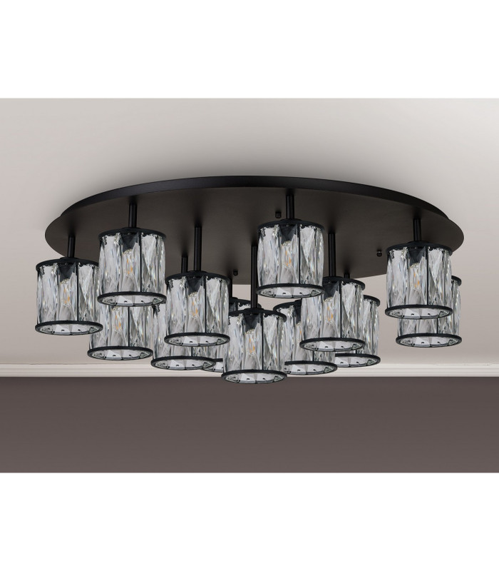 Keene 80.8cm Round 13 Light G9 Flush Sand Black / Clear Crystal Shade Item Weight: 18.26kg-12