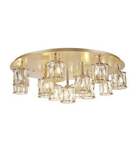 Keene 80.8cm Round 13 Light G9 Flush French Gold / Clear Crystal Shade Item Weight: 18.26kg-1