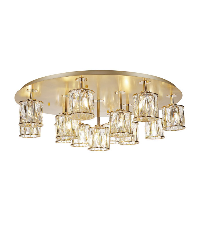 Keene 80.8cm Round 13 Light G9 Flush French Gold / Clear Crystal Shade Item Weight: 18.26kg-1
