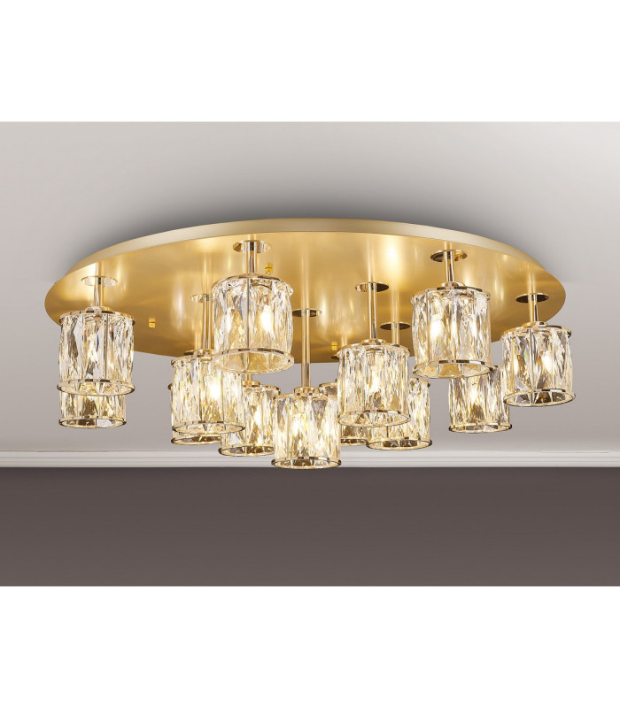Keene 80.8cm Round 13 Light G9 Flush French Gold / Clear Crystal Shade Item Weight: 18.26kg-3