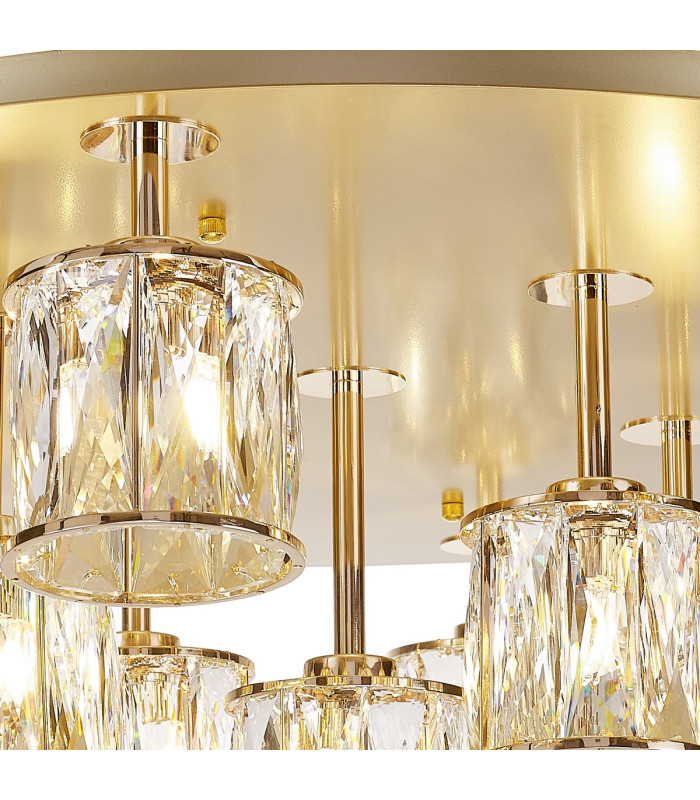Keene 80.8cm Round 13 Light G9 Flush French Gold / Clear Crystal Shade Item Weight: 18.26kg-6
