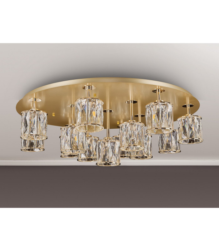 Keene 80.8cm Round 13 Light G9 Flush French Gold / Clear Crystal Shade Item Weight: 18.26kg-13