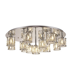 Keene 80.8cm Round 13 Light G9 Flush Polished Chrome / Clear Crystal Shade Item Weight: 18.26kg-1