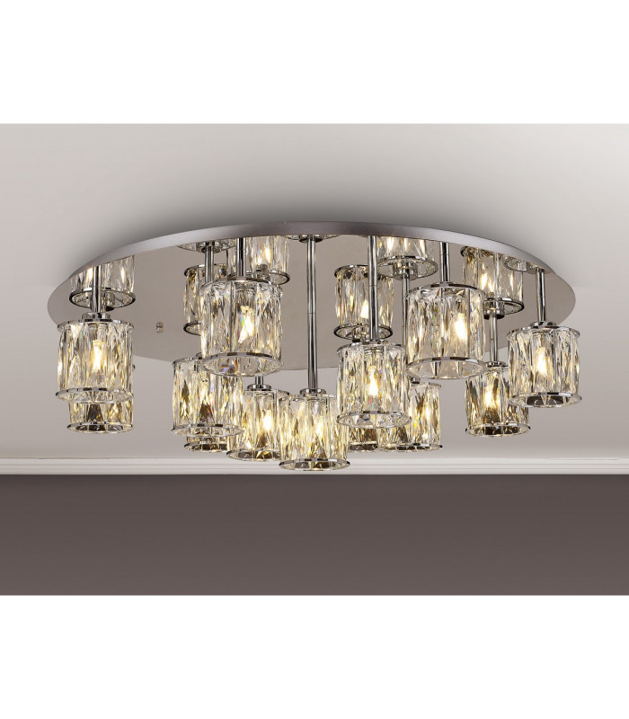 Keene 80.8cm Round 13 Light G9 Flush Polished Chrome / Clear Crystal Shade Item Weight: 18.26kg-3