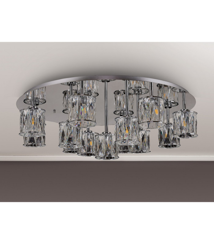 Keene 80.8cm Round 13 Light G9 Flush Polished Chrome / Clear Crystal Shade Item Weight: 18.26kg-9