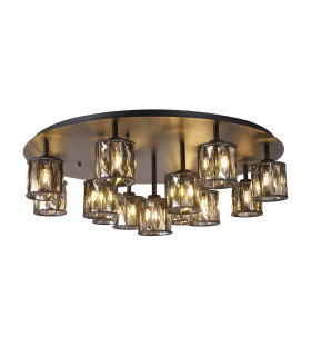 Keene 80.8cm Round 13 Light G9 Flush Sand Black / Smoked Crystal Shade Item Weight: 18.26kg-1