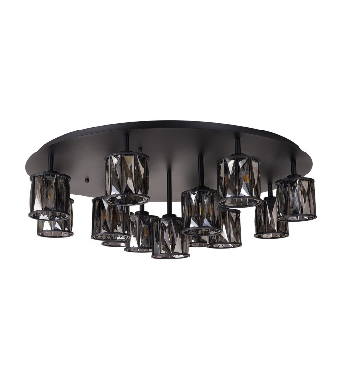 Keene 80.8cm Round 13 Light G9 Flush Sand Black / Smoked Crystal Shade Item Weight: 18.26kg-4