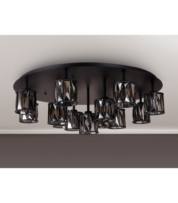Keene 80.8cm Round 13 Light G9 Flush Sand Black / Smoked Crystal Shade Item Weight: 18.26kg-9