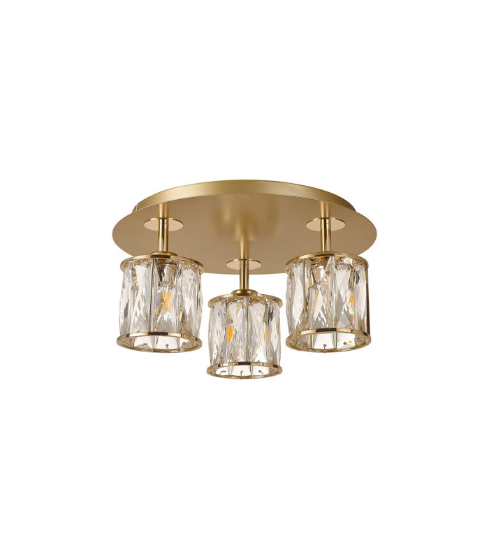 Keene Round 3 Light G9 35cm Flush Light French Gold / Clear Crystal Shade-4