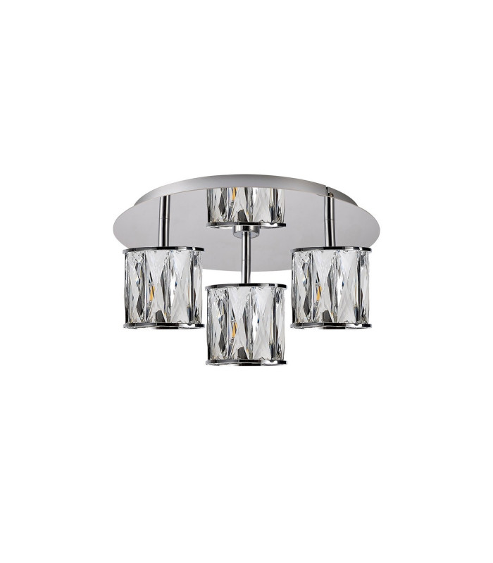 Keene Round 3 Light G9 35cm Flush Light Polished Chrome / Clear Crystal Shade-4