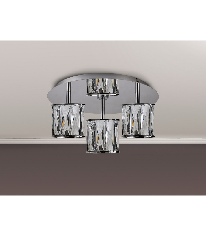 Keene Round 3 Light G9 35cm Flush Light Polished Chrome / Clear Crystal Shade-9