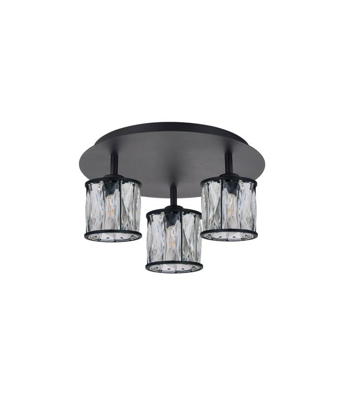Keene 35cm Round 3 Light G9 Flush Sand Black / Clear Crystal Shade-4