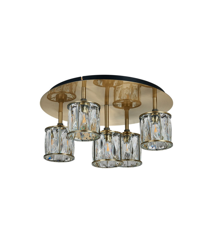 Keene 46cm Round 5 Light G9 Flush Antique Brass / Clear Crystal Shade-4