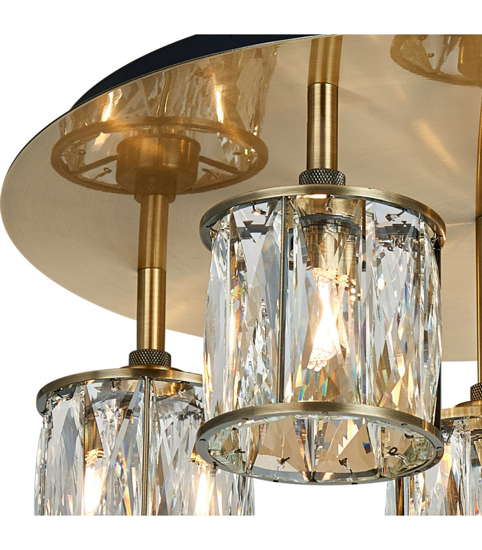 Keene 46cm Round 5 Light G9 Flush Antique Brass / Clear Crystal Shade-5