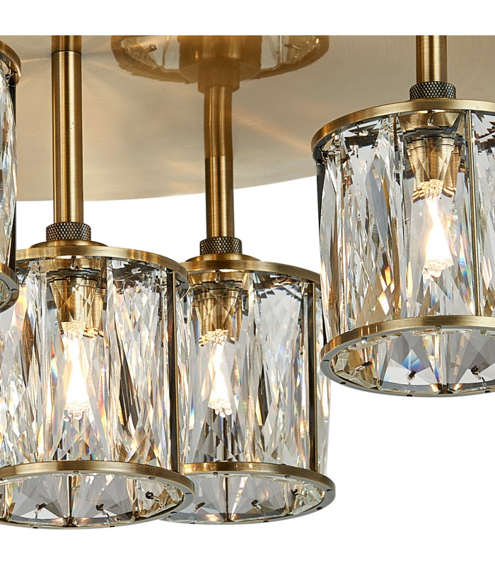 Keene 46cm Round 5 Light G9 Flush Antique Brass / Clear Crystal Shade-6