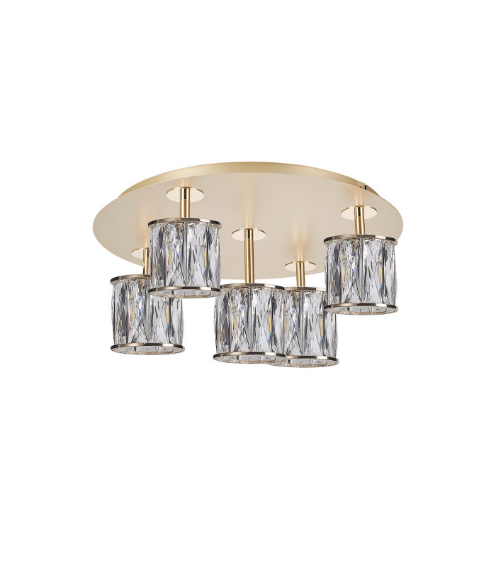 Keene 46cm Round 5 Light G9 Flush Light French Gold / Clear Crystal Shade-4