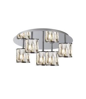 Keene 46cm Round 5 Light G9 Flush Light Polished Chrome / Clear Crystal Shade-1
