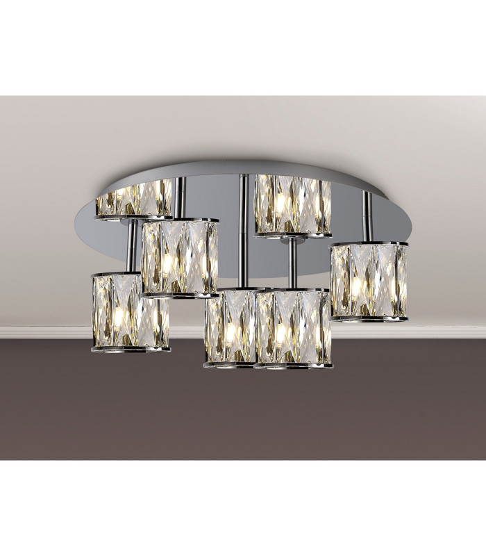 Keene 46cm Round 5 Light G9 Flush Light Polished Chrome / Clear Crystal Shade-3