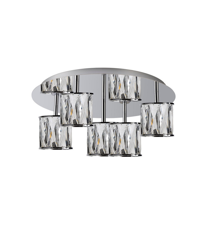 Keene 46cm Round 5 Light G9 Flush Light Polished Chrome / Clear Crystal Shade-4