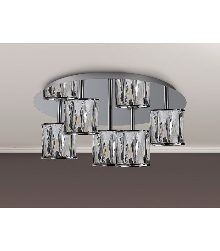 Keene 46cm Round 5 Light G9 Flush Light Polished Chrome / Clear Crystal Shade-10