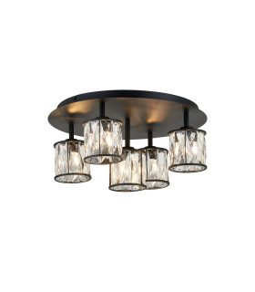 Keene 46cm Round 5 Light G9 Flush Sand Black / Clear Crystal Shade-1
