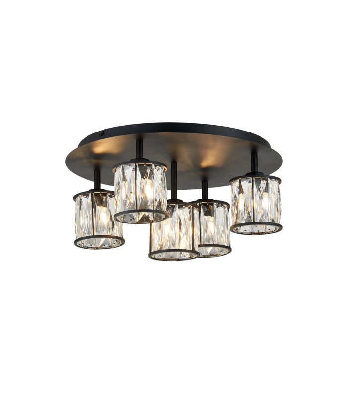 Keene 46cm Round 5 Light G9 Flush Sand Black / Clear Crystal Shade-1